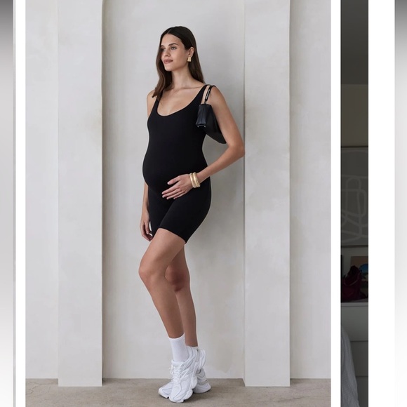 Bumpsuit The Cindy Maternity Romper Shorts One Piece, Black, Size S - Picture 2 of 7